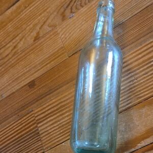 Clear Vintage Glass Bottle - Light Aqua